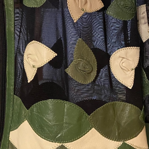 Unique Leather Studio Black Mesh With Leather Flowers Jacket - Picture 10 of 14